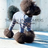 <MINIATURE SCHNAUZER> Thermal Knit Rompers: blue border  <ﾐﾆﾁｭｱｼｭﾅｳｻﾞｰ:ｻｰﾏﾙﾆｯﾄﾛﾝﾊﾟｰｽ: ﾌﾞﾙｰﾎﾞｰﾀﾞｰ>