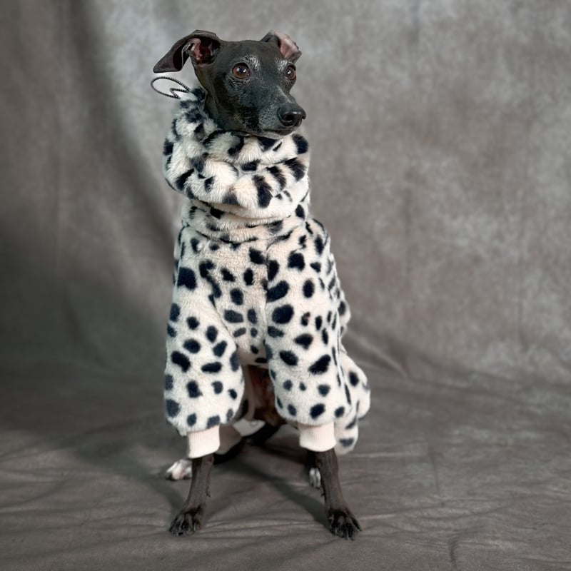 ECO-FUR LEOPARD ZIP-UP ROMPERS:ECRU//ｴｺﾌｧｰﾚｵﾊﾟｰ