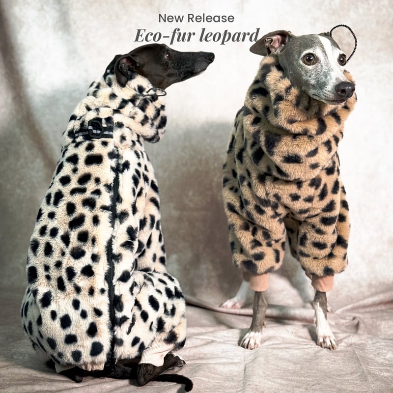 ECO-FUR LEOPARD ZIP-UP ROMPERS:BROWN //ｴｺﾌｧｰﾚｵﾊ