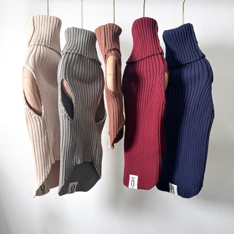 Rib stretch knit tops:WINE// リブストレッチニットトップス: ワイン