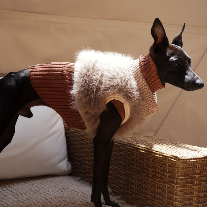 ECO FUR SHORT VEST:Moca Beige//エコファーショートベスト: モ