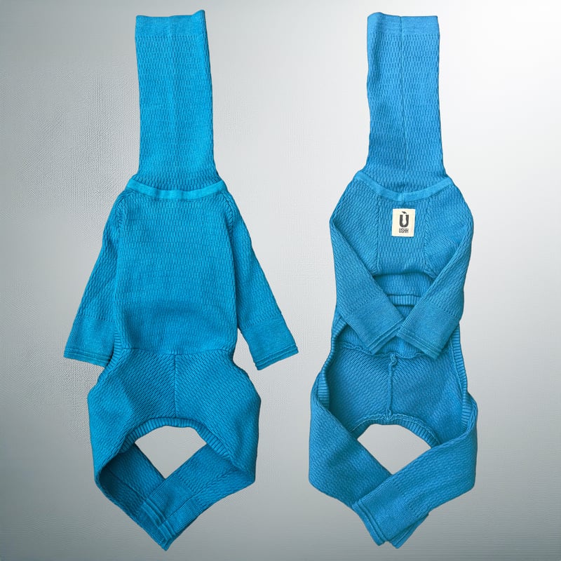 thermal knit rompers:Turquoise <サーマルニットロンパース:ター