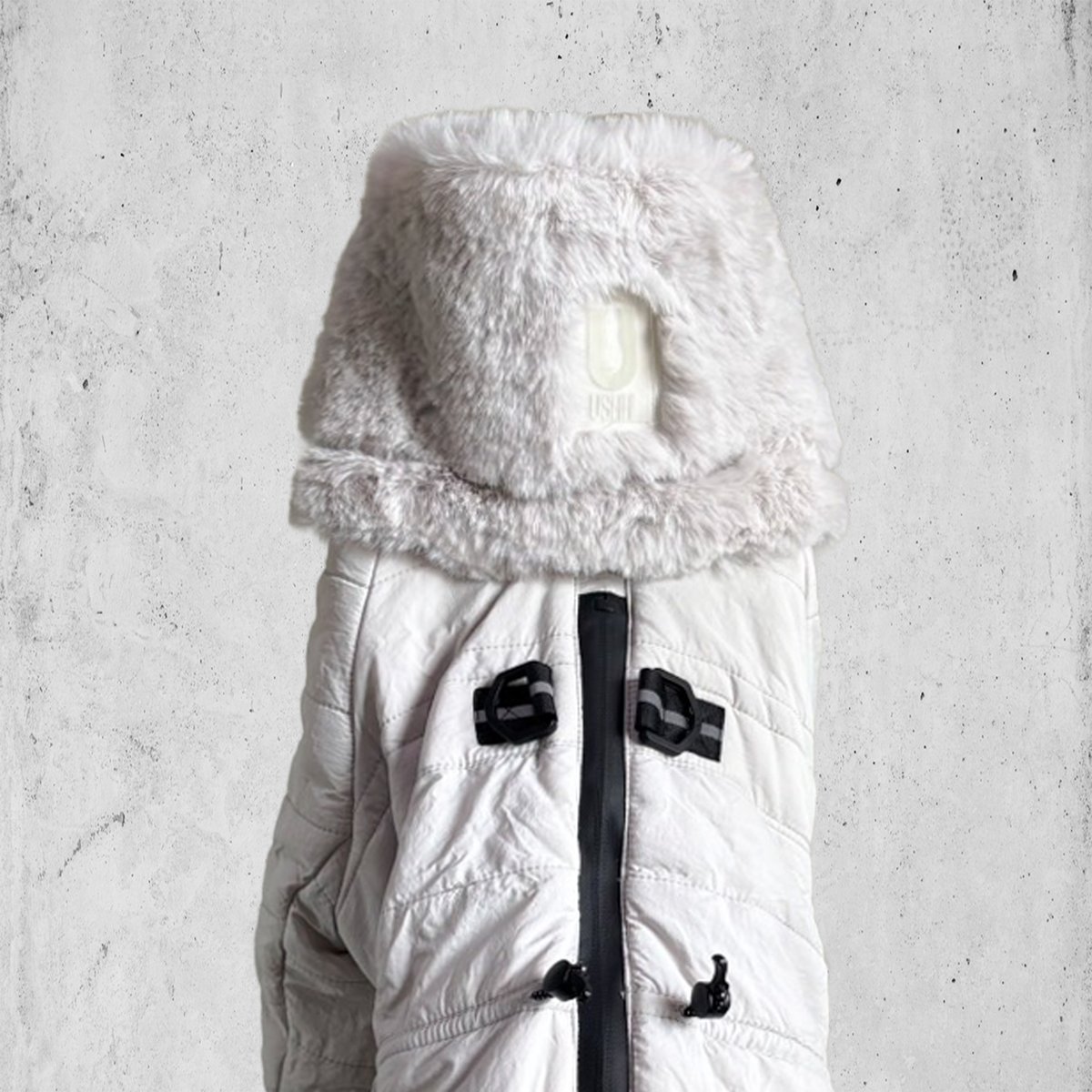 2025NEW ECO FUR SNOW SUIT:SILVER GREY<ｴｺﾌｧｰｽﾉｰｽ