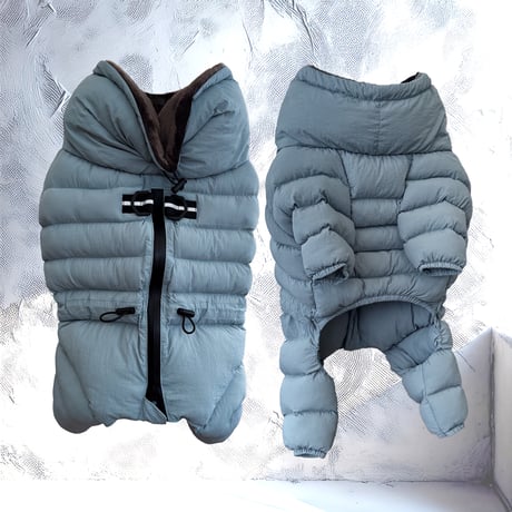 <FRENCH BULLDOG> QUILTING SNOW SUIT:DUSTY BLUE <フレンチブルドッグ:ｷﾙﾃｨﾝｸﾞｽﾉｰｽｰﾂ: ﾀﾞｽﾃｨﾌﾞﾙｰ>