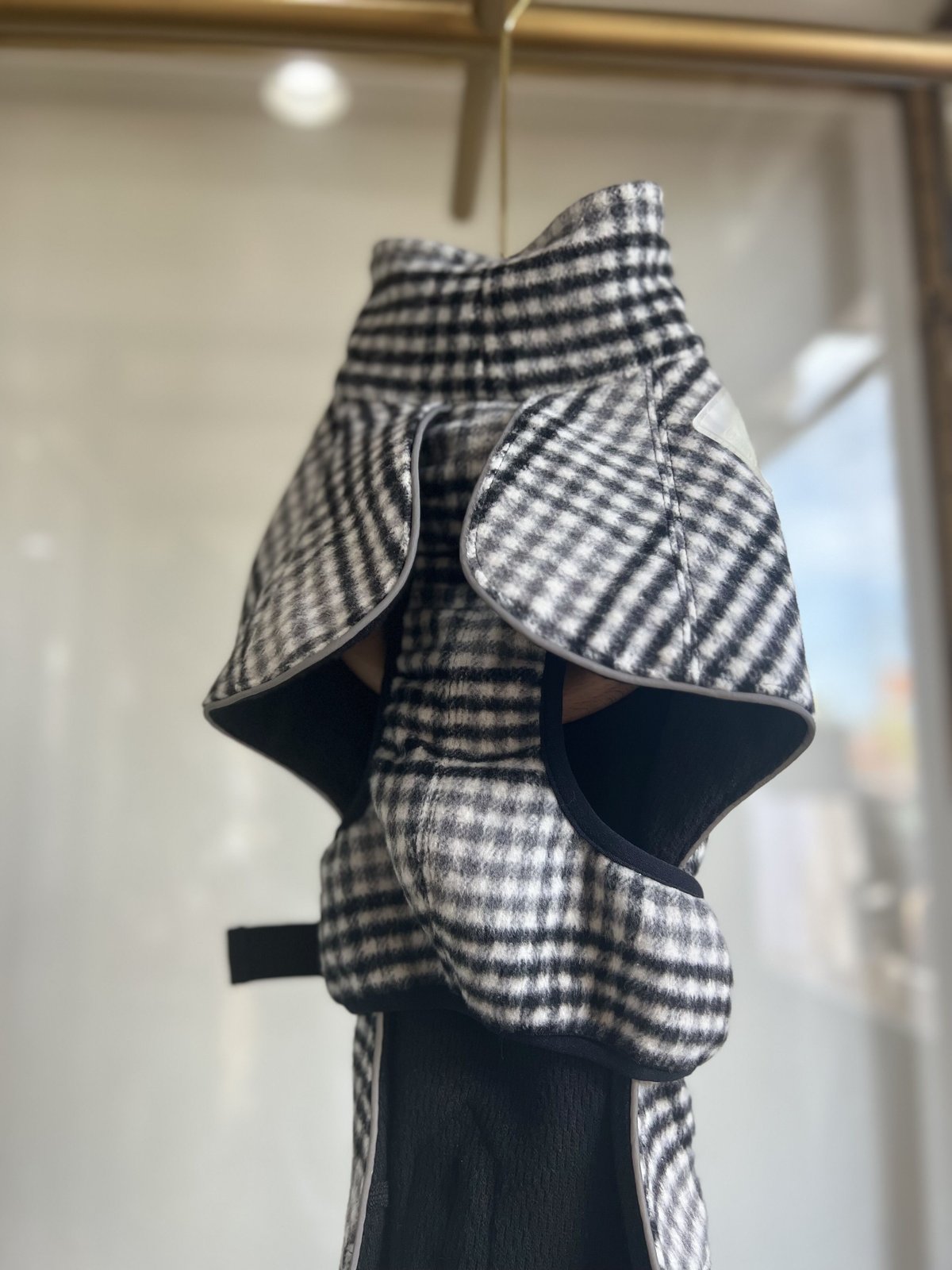 WOOL CHECK PONCHO COAT :BLACK //ウールチェック柄ポンチョコート...