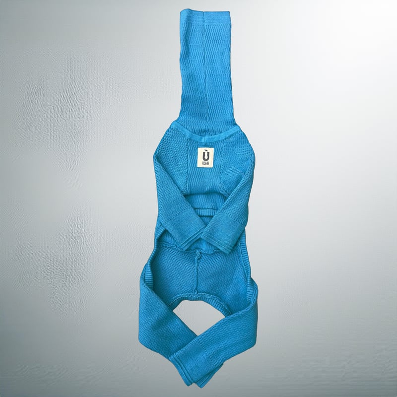 thermal knit rompers:Turquoise <サーマルニットロンパース:ター
