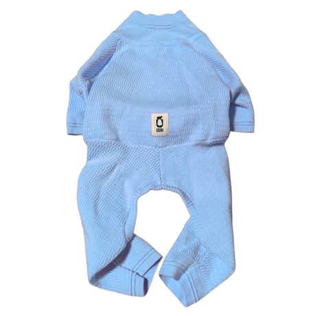 <FRENCH BULLDOG> Thermal Knit Rompers: solty lake <フレンチブルドッグ:ｻｰﾏﾙﾆｯﾄﾛﾝﾊﾟｰｽ: ｿﾙﾃｨﾚｲｸ>