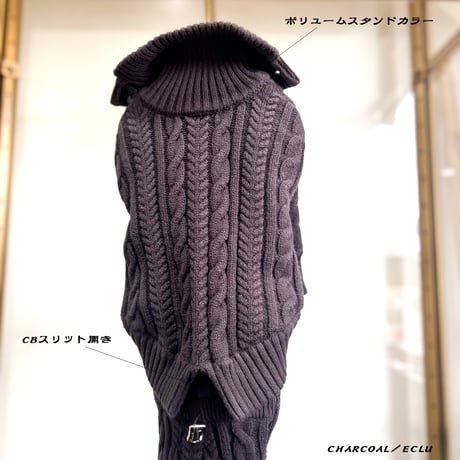 Cotton strech cable knit JK : CHARCOAL <ｺｯﾄﾝｽﾄﾚｯﾁｹｰﾌﾞﾙﾆｯﾄｼﾞｬｹｯﾄ:ﾁｬｺｰﾙ>