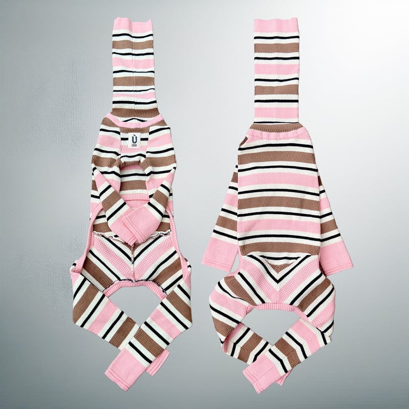 thermal knit rompers:PINK MULTI <サーマルニットロンパース:ピ