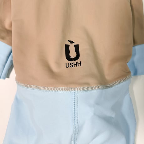 Rush guard full rompers:sax*beige// ラッシュガードフルロンパース:ｻｯｸｽ*ﾍﾞｰｼﾞｭ