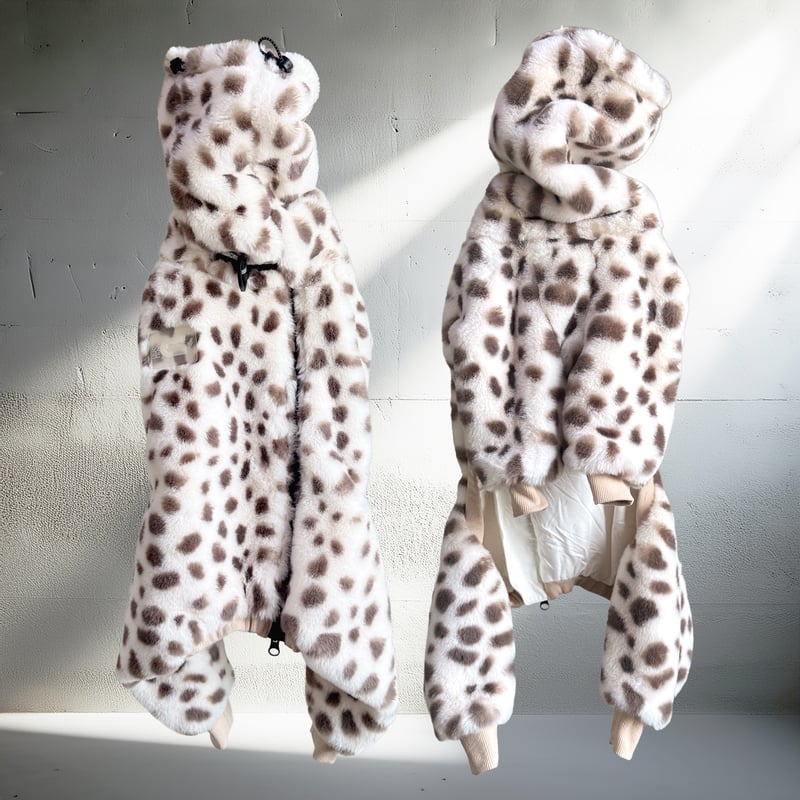 ヨイン【ファーファー】サロペット ロンパース コンビネゾン アンティークレース ECO-FUR LEOPARD ZIP-UP ROMPERS:ECRU//ｴｺﾌｧｰﾚｵﾊﾟｰ
