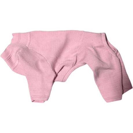 <FRENCH BULLDOG> Thermal Knit Rompers: tutu Pink <フレンチブルドッグ:ｻｰﾏﾙﾆｯﾄﾛﾝﾊﾟｰｽ: ﾁｭﾁｭﾋﾟﾝｸ>