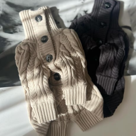 Cotton strech cable knit JK : CHARCOAL <ｺｯﾄﾝｽﾄﾚｯﾁｹｰﾌﾞﾙﾆｯﾄｼﾞｬｹｯﾄ:ﾁｬｺｰﾙ>