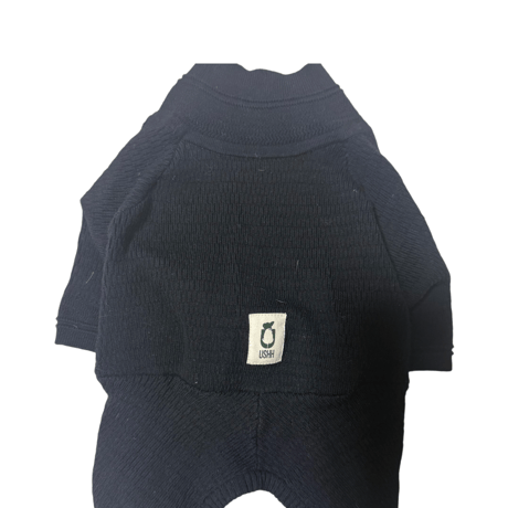 <FRENCH BULLDOG> Thermal Knit Rompers: carbon <フレンチブルドッグ:ｻｰﾏﾙﾆｯﾄﾛﾝﾊﾟｰｽ: ｶｰﾎﾞﾝ>