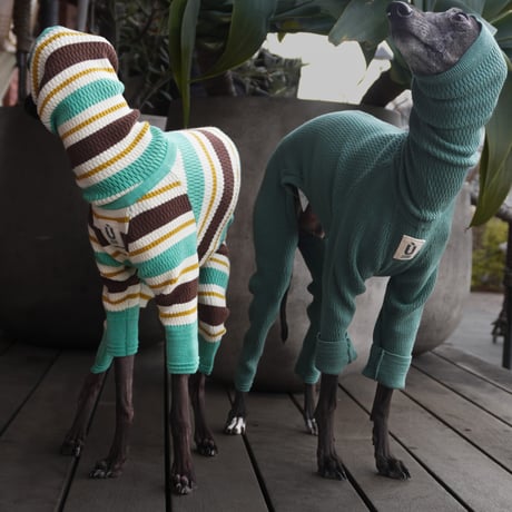 thermal knit rompers:GYDE HISUI  <サーマルニットロンパース:ジェードヒスイ>