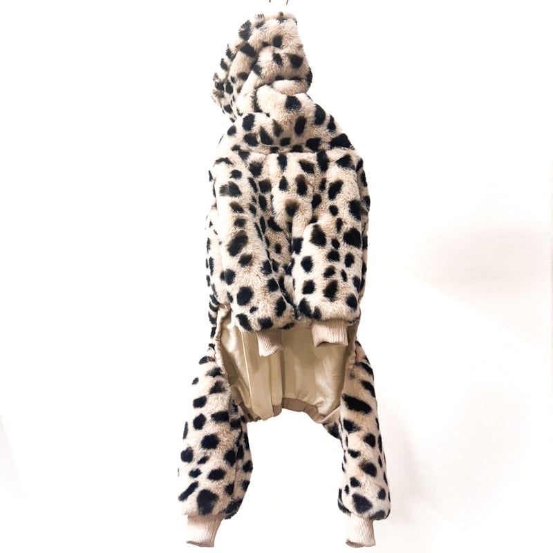 USHH:エコファーレオパードロンパース:ブラウン サイズ：S