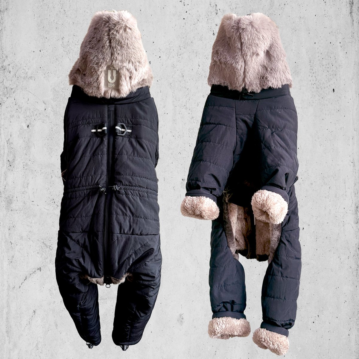2025NEW ECO FUR SNOW SUIT:BLACK <ｴｺﾌｧｰｽﾉｰｽｰﾂ: ﾌ