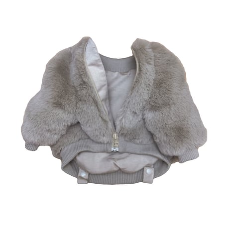 Eco-Fur zipup blouson-BEIGE //ｴｺﾌｧｰｼﾞｯﾌﾟｱｯﾌﾟﾌﾞﾙｿﾞﾝ- ﾍﾞｰｼﾞｭ
