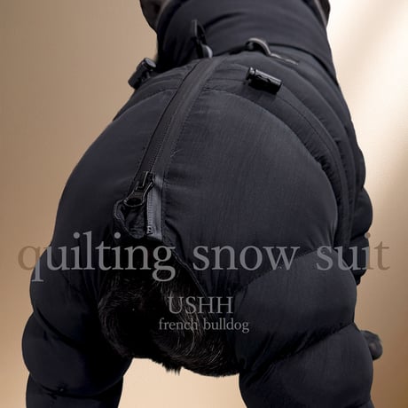 <FRENCH BULLDOG> QUILTING SNOW SUIT:KHAKI <フレンチブルドッグ:ｷﾙﾃｨﾝｸﾞｽﾉｰｽｰﾂ: ｶｰｷ>
