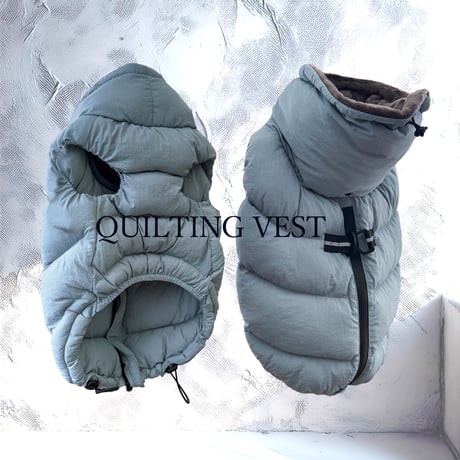 <FRENCH BULLDOG> QUILTING VEST: Dusty Blue <フレンチブルドッグ:ｷﾙﾃｨﾝｸﾞﾍﾞｽﾄ: ﾀﾞｽﾃｨﾌﾞﾙｰ>