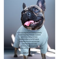 <FRENCH BULLDOG> Thermal Knit Rompers: solty lake <フレンチブルドッグ:ｻｰﾏﾙﾆｯﾄﾛﾝﾊﾟｰｽ: ｿﾙﾃｨﾚｲｸ>