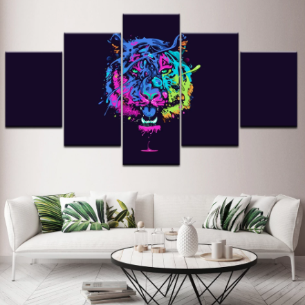 漆絵　特大サイズ　絵　インテリア　レトロ　アート 中】アートパネル キャンバスアート 絵 インテリア 壁掛け トラ ネオン