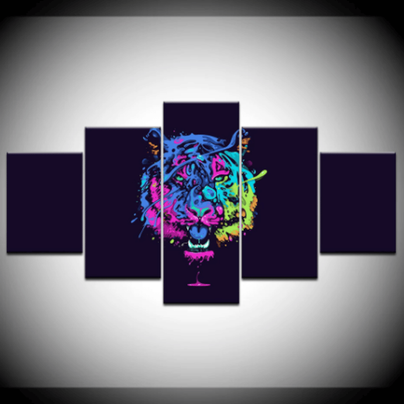中】アートパネル キャンバスアート 絵 インテリア 壁掛け トラ ネオン