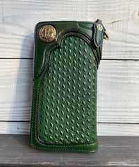 evospフルジップウォレット　シンメトリーダイヤ　緑　brass