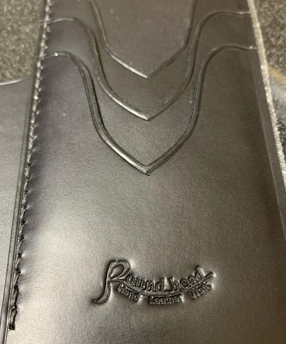 ブラック☆MiddleLeatherWalletミドルウォレット✮フラップ全縫い