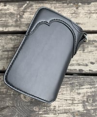 ラウンドファスナーType1mini 黒 ダイヤスタンプ 薄型ラウンドファスナーウォレット[FK1301] クロコダイルレザー