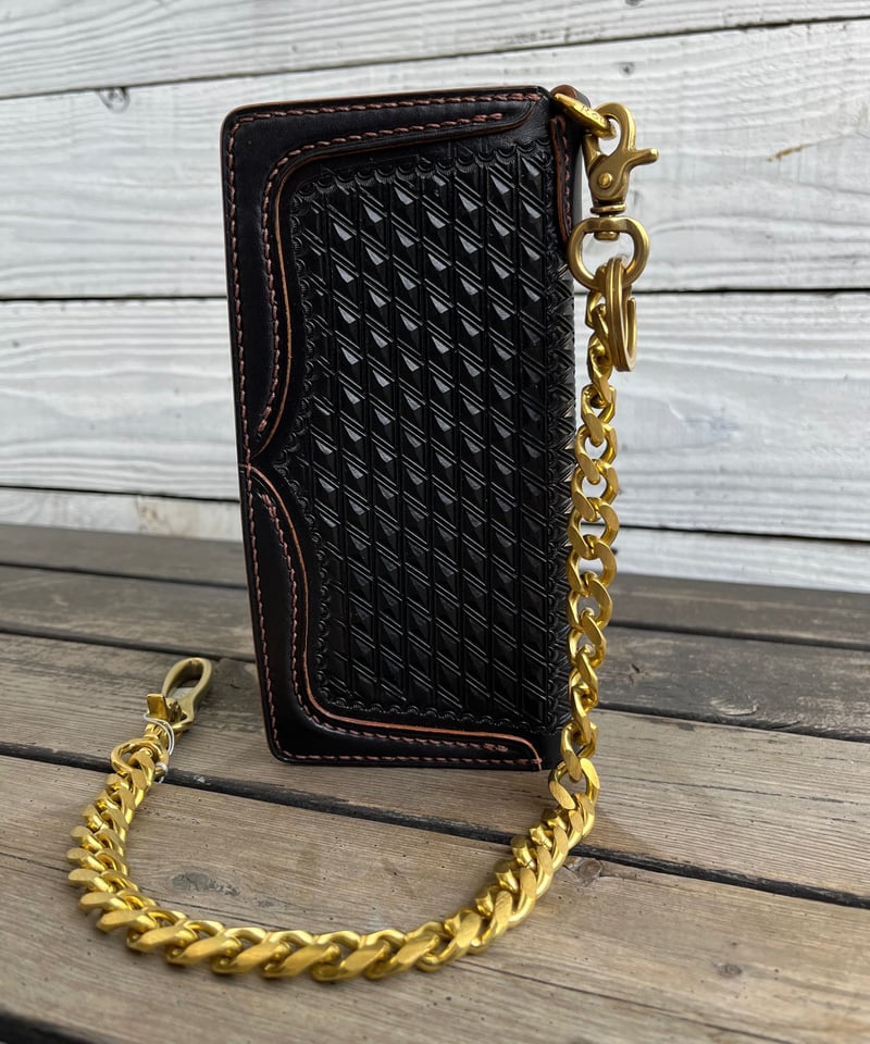 セミロングウォレット 手染め シンメトリーダイヤ brass | Round