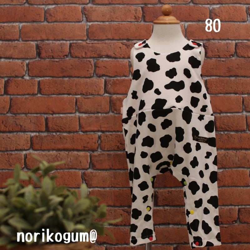 サイズ70&80アニマル柄☆ウシ&キリン BABYニットサロペット | 震災復興