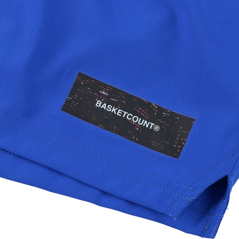 NIGHT VEW” BOX LOGO XTRA SHORTS / BLUE | BASKE