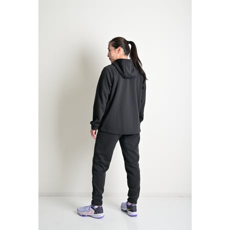 TECH LUXE ZIP UP HOODIE / BLACK