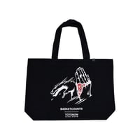 "BASKETCOUNTxTOTONOW" TOTE BAG / BLACK