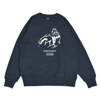 "BASKETCOUNTxTOTONOW" CREW NECK SWEAT / NAVY