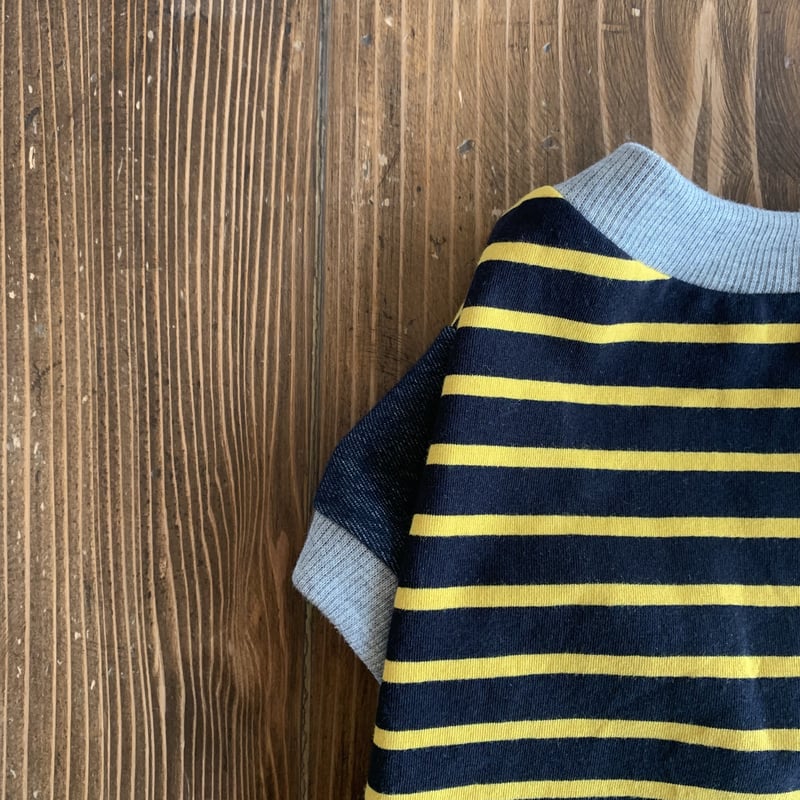 ダークネイビー×イエローのボーダーTシャツ b 【Lサイズ】 | KOHARU