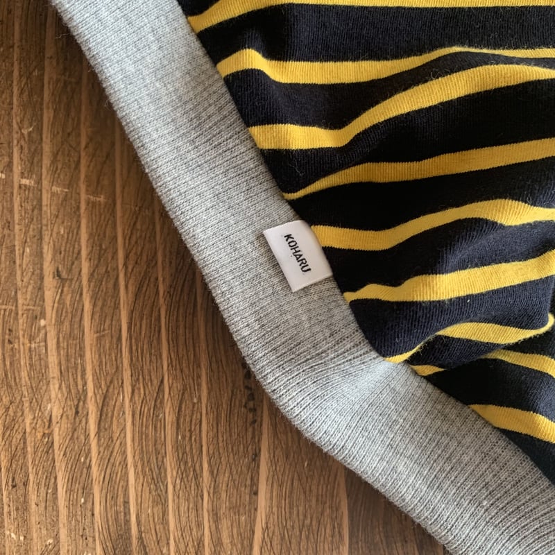 リンカブル ネオンボーダートップス半袖Tシャツ イエロー ネイビー リンカブル ネオンボーダートップス半袖Tシャツ イエロー