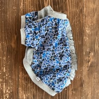青いお花のバックボーンフリルTシャツ  f  【SMサイズ】