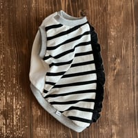 白黒ボーダーのバックボーンフリルタンク　d【Lサイズ】