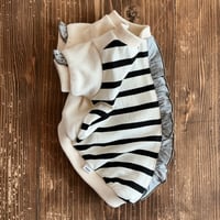 白黒ボーダーのバックボーンフリルTシャツ　お袖ちょい萌え　f【Mサイズ】