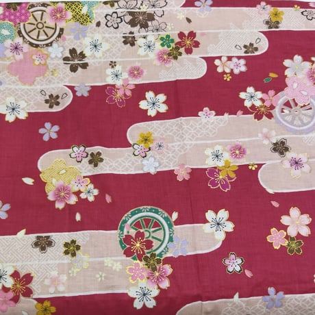 No.180 桜柄×スェード調ボルドー／リバーシブル／47.5×48.5cm／＊雅な魅力が満開！＊