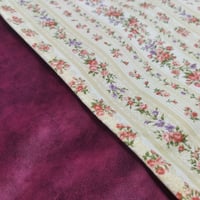 No.172【大判】クリームイエローフラワー柄×スェード調ボルドー リバーシブル／46.5×67cm／華やかで上品*＊大きい作品です*＊