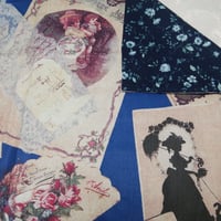 17貴婦人柄タロットクロス×ネイビー花柄／ 約33×49cm／リバーシブル／優雅なデザイン*＊