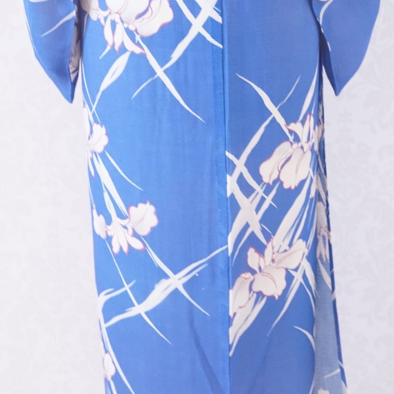 アンティーク　着物　単衣　夏物　絽　涼やか　青　花草　ススキ　紺 楽天市場】【絽の夏きもの】H・L 着物 小紋【着物単品】ダスティ
