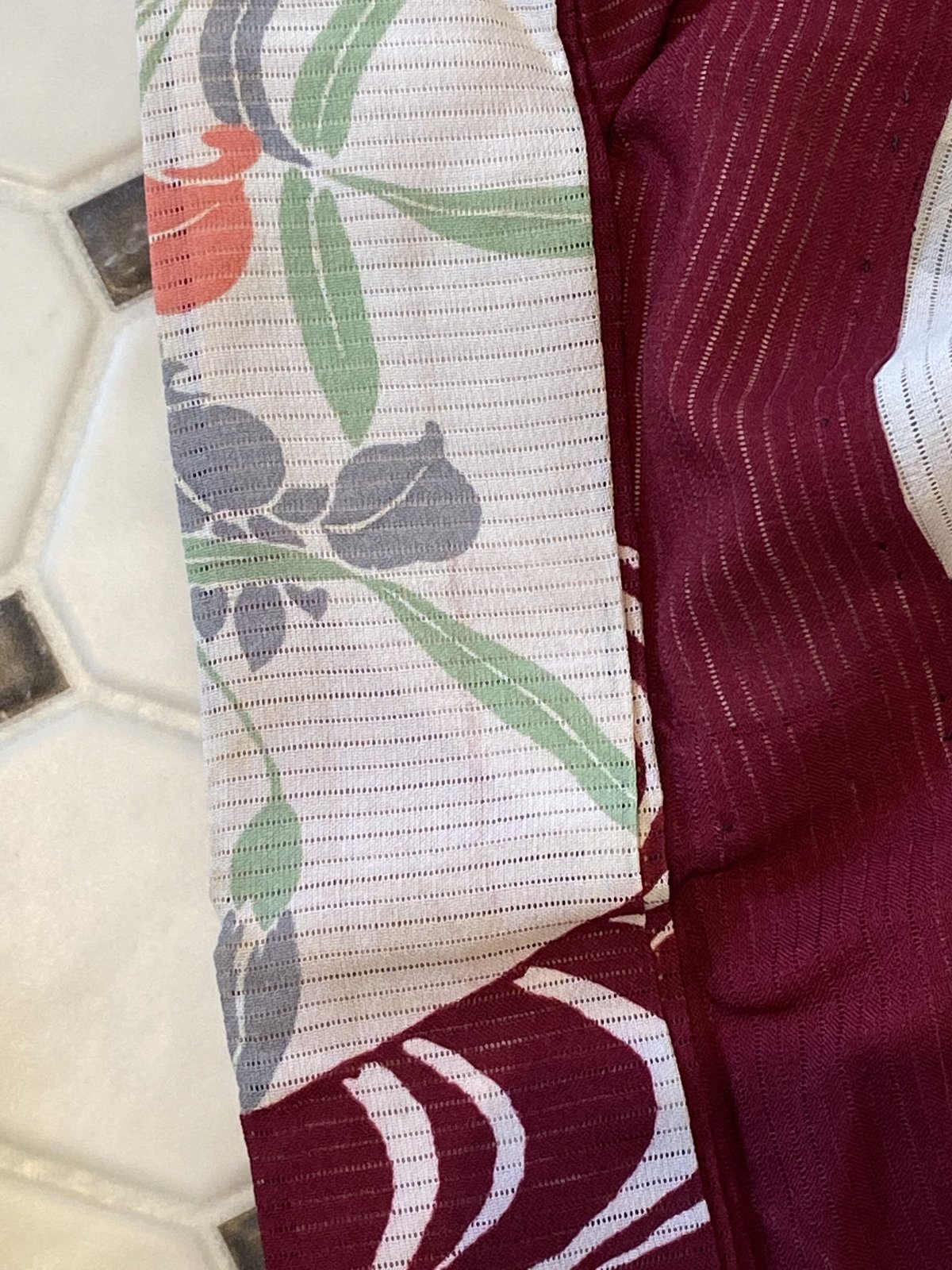 赤 うちわ柄 夏草 アンティーク絽着物 | 凍蝶