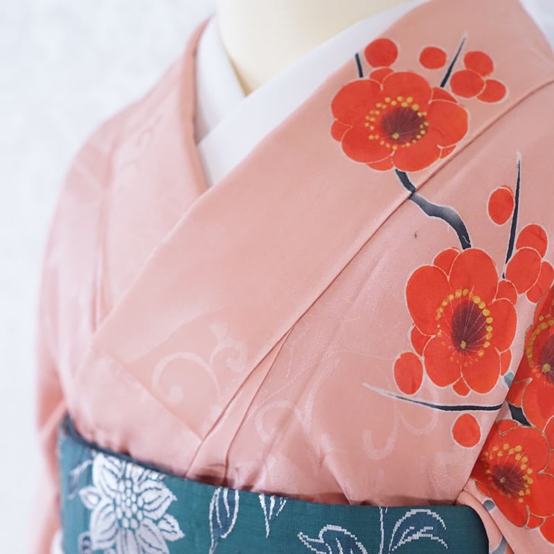 ピンク振袖 孔雀と牡丹 アンティーク | 凍蝶