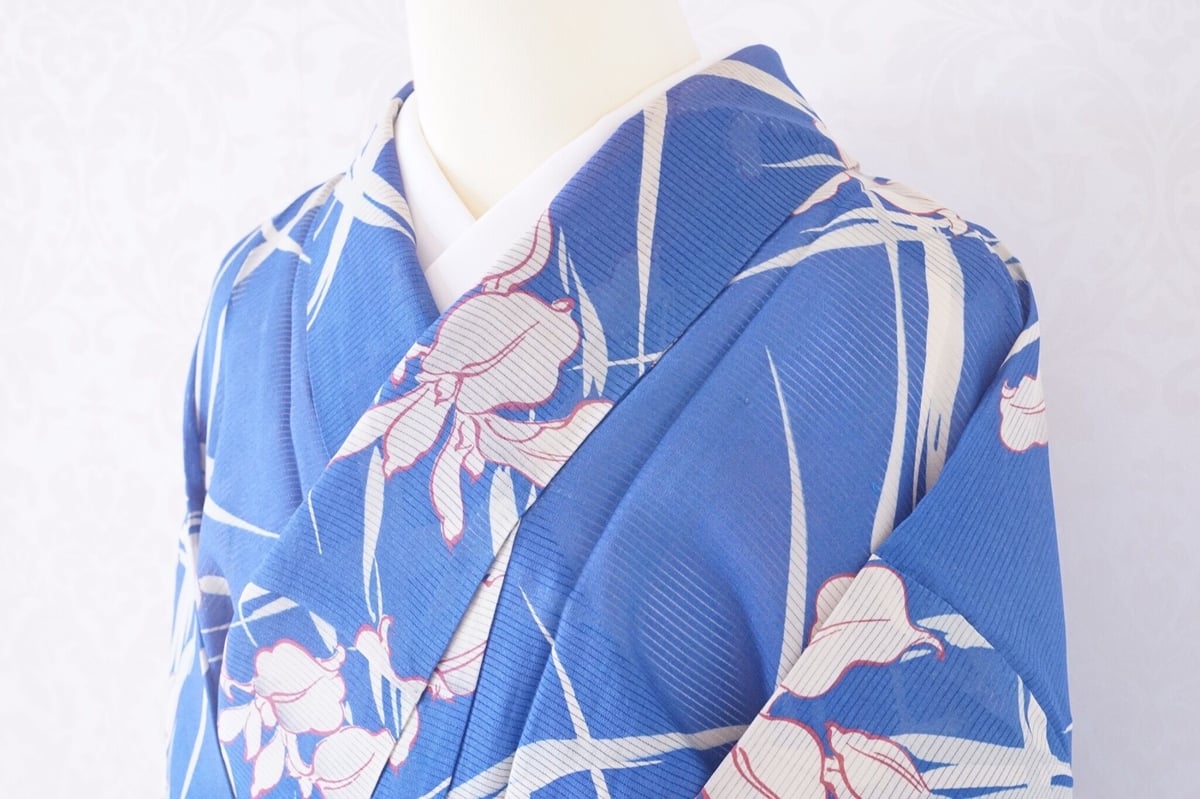 青 あやめ 涼やか アンティーク絽着物 | 凍蝶