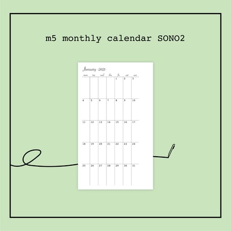 左側片面カレンダー2021【m5】