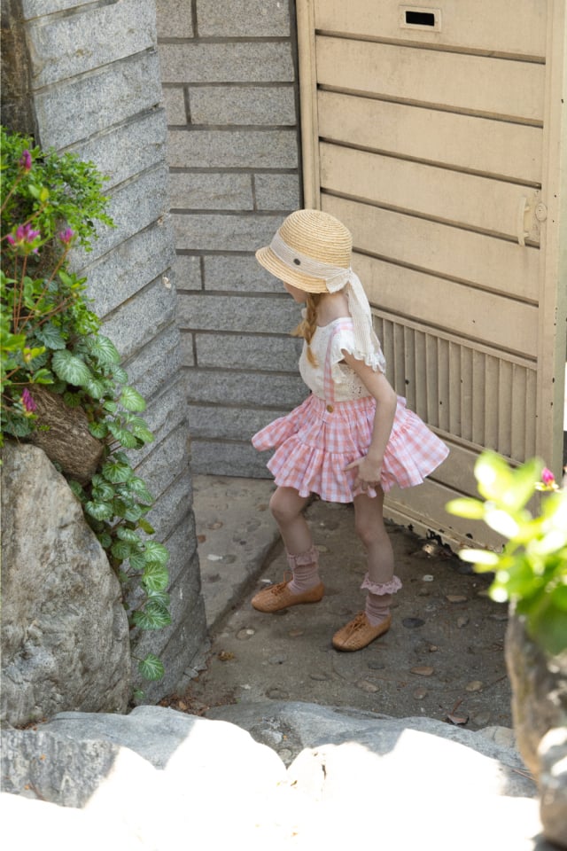 Wonny Ribbon /Summer gingham skirt (pink) | lisoro